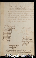 Lee, Arthur: certificate of election to the Royal Society