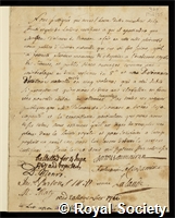 Bomare, Jacques-Christophe Valmont de: certificate of election to the Royal Society