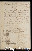 Watson, Sir William: certificate of election to the Royal Society