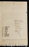 Manning, Owen: certificate of election to the Royal Society