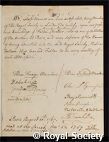 Berthier, Joseph-Etienne: certificate of election to the Royal Society