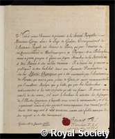 Sage, Georges Louis Le: certificate of election to the Royal Society