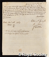 Sage, Georges Louis Le: certificate of election to the Royal Society