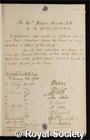 Penneck, Richard: certificate of election to the Royal Society