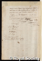 Morand, Jean Francois Clement: certificate of election to the Royal Society