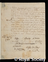 Mannevillette: certificate of election to the Royal Society