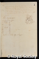 Macarthy, Justin: certificate of election to the Royal Society