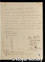 Walsh, John: certificate of election to the Royal Society