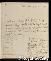 Maty, Paul Henry: certificate of election to the Royal Society