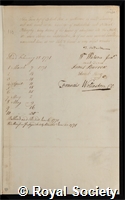 Frere, John: certificate of election to the Royal Society