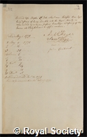 Hopton, Richard Cope: certificate of election to the Royal Society