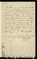 Bethune, John: certificate of election to the Royal Society