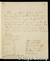 Constable, William: certificate of election to the Royal Society