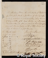 Hume, Sir Abraham: certificate of election to the Royal Society