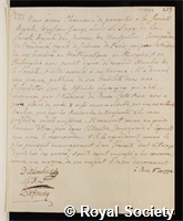 Sage, Georges Louis Le: certificate of election to the Royal Society