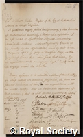 Wales, William: certificate of election to the Royal Society