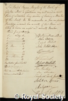 Payne, Ralph, Baron Lavington: certificate of election to the Royal Society