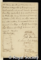 Cavallo, Tiberius: certificate of election to the Royal Society