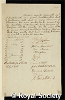 Edgworth, Richard Lovell: certificate of election to the Royal Society