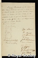 Braithwaite, Daniel: certificate of election to the Royal Society