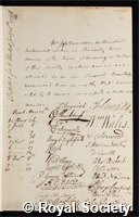 Ramsden, Jesse: certificate of election to the Royal Society