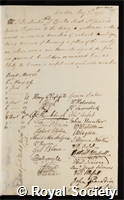 Hunter, John: certificate of election to the Royal Society