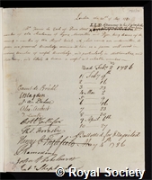 Zach, Franz Xaver: certificate of election to the Royal Society