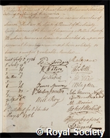 Molesworth, Richard: certificate of election to the Royal Society