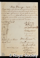 Auvergne,  Philip D', Duc de Bouillon: certificate of election to the Royal Society