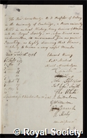 Martyn, Thomas: certificate of election to the Royal Society