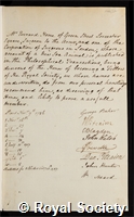 Home, Sir Everard: certificate of election to the Royal Society
