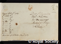 Blizard, Sir William: certificate of election to the Royal Society