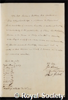 Relhan, Richard: certificate of election to the Royal Society