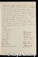 Crisp, John: certificate of election to the Royal Society