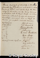 Rashleigh, Philip: certificate of election to the Royal Society