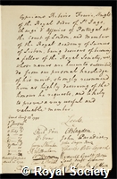 Freire, Cypriano Ribeiro: certificate of election to the Royal Society