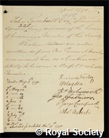 Turnbull, John: certificate of election to the Royal Society