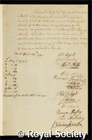 Solly, Samuel: certificate of election to the Royal Society