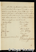 Ingilby, Sir John: certificate of election to the Royal Society