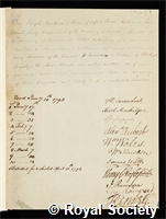 Mendoza y Rios, Joseph: certificate of election to the Royal Society