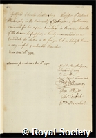 Lichtenberg, Georg Christoph: certificate of election to the Royal Society