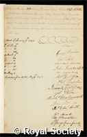 Saunders, William: certificate of election to the Royal Society