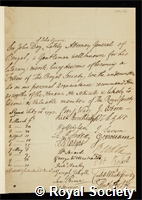 Day, John: certificate of election to the Royal Society