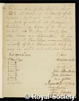 Burn, James: certificate of candidature for election to the Royal Society