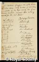 Langford, William: certificate of election to the Royal Society
