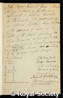 Ryan, John: certificate of election to the Royal Society