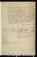 Puschkin, Apollon Moussin: certificate of election to the Royal Society