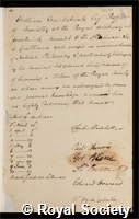 Cruickshank, William: certificate of election to the Royal Society