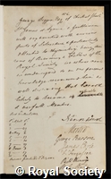 Biggin, George: certificate of election to the Royal Society