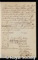 Staunton, Sir George Thomas: certificate of election to the Royal Society